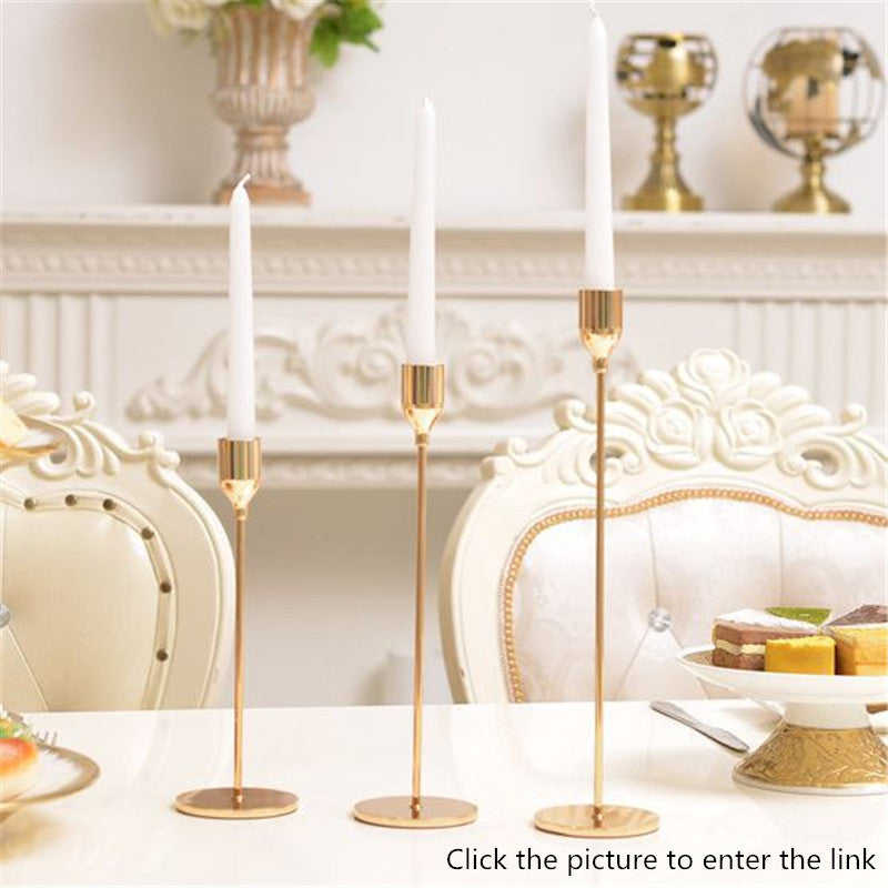 3 Pcs- Set European Metal Candle Holder Simple Golden Wedding Decoration Bar Party Living Room Decoration Home Decoration