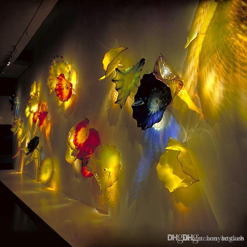 Fancy Hand Blown Glass Wall Plates Art Designed Murano Glass Wall Lamps Hotel Wall Decor Glass Art Plate