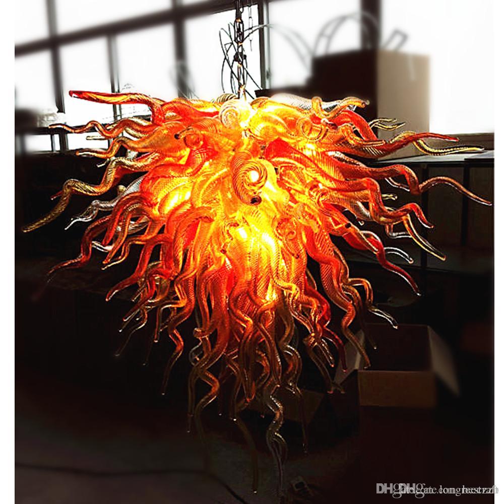 Wholesale Price 100% Hand Blown Glass Chandelier Lightings LED Bulbs Fire Gloden Color New Style Chandeliers