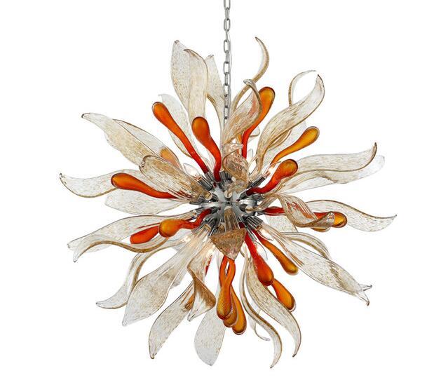 Italy Design Flower Blown Glass Chandelier, Colored Art Chandelier Murano for Villa Stair Office House Ceiling Decoration