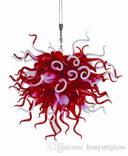 Free Shipping 110v-120v LED Bulbs Decorative Hallway Red and White Glass Chandelier Ceiling Crystal Lamp