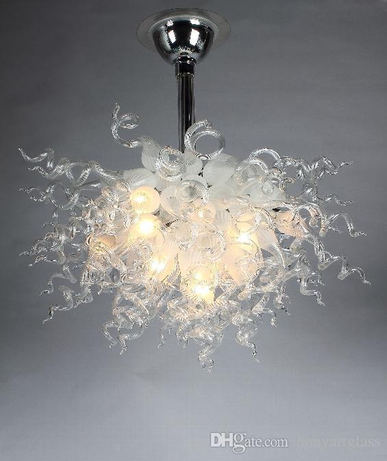 Free Shipping AC Led Bulbs 110v-240v Home Lighting Modern Art LED Hand Blown Glass Chandelier In White