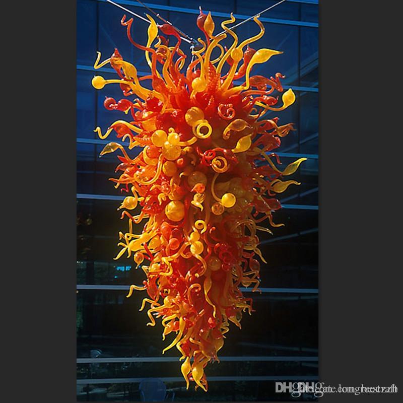 gold glass chandelier trumpet tube borosilicate glass pendant lamps high quality led light bulbs hall floor decor