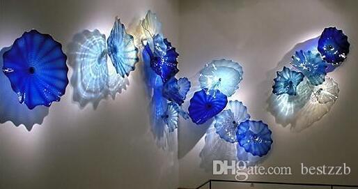 Ocean Blue Series New Style Hand Blown Art Glass Plates High Quality Murano Glass Wall Plate