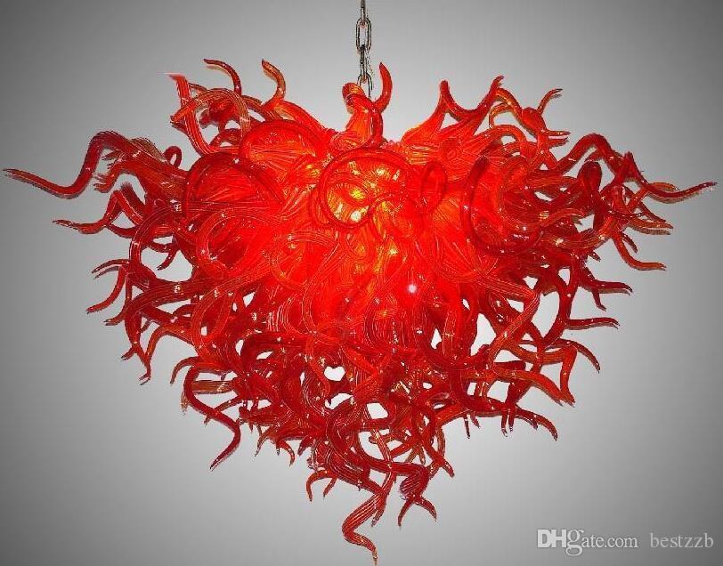 Modern Rattan Flower Red Blown glass chandelier light EC UL Certificate LED bulbs light mini glass Pipe DIY Chandeliers