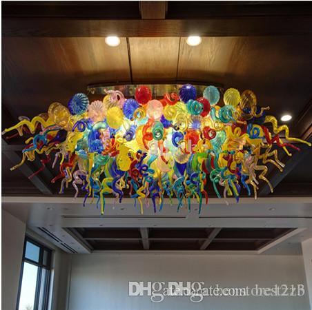 Italian Office Round Ceiling Light Banquet Hall of the Hotel Custom Engineering Crystal Light Colorful Murano Glass Chandelier Lighting