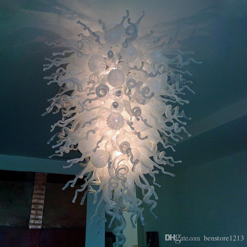 Modern Ceiling Chandelier LED Bulbs White Crystal Chandelier Hand Blown Glass Ceiling Lights for Home