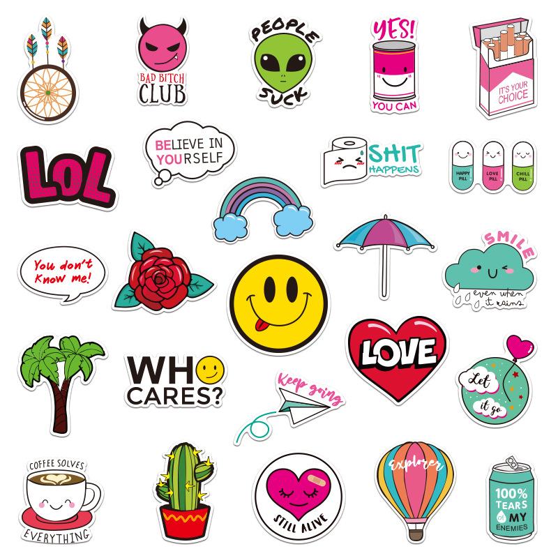 70PCS Sticker Waterproof Removable Suitcase Scooter Notebook Motorcycle Water Cup Refrigerator Sticker