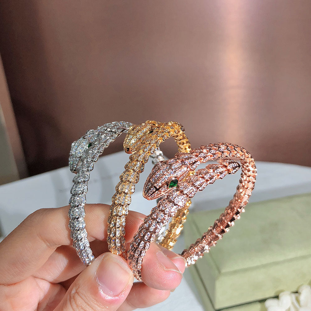 Golden Full drill snake Lady Bracelet Personality fashion Trend Women&#039;s Bracelets Free shipping Twinkle Dance party Gift giving noble
