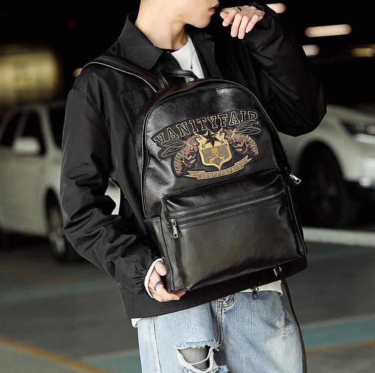 wholesale men handbag personalized embroidered mens backpacks street trend printed leather student bags original design embroidereds backpack