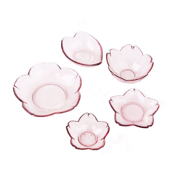 Mini Cherry Blossom Shaped Glass Sauce Dishes Plates Lead Free Serving Bowl for Dipping Sushi Seasoning Pudding