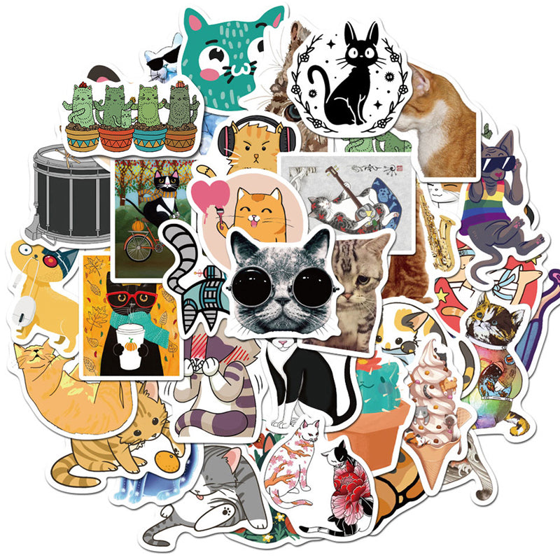 50pcs-Set Cute Cats Stickers For Suitcase Skateboard Laptop Cell Phone Motorcycle Bicycle Car Accessories Mixed DIY Funny Stickers