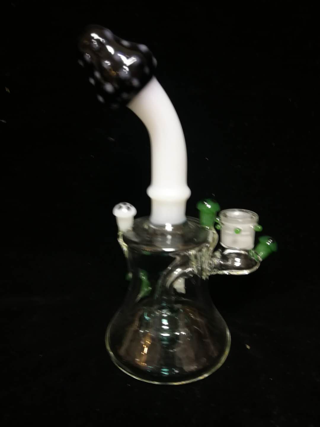 Facebook tiktok Glass bubbler banger hanger with 14mm thick quartz banger mushroom trip oil rig dab rig glass bong thick glass high quality