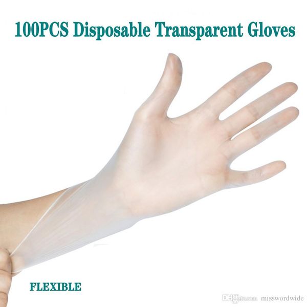 100PCS 50 Paris Disposable Transparent Gloves PVC Powder-free Protective Glove Household clearer in Stock