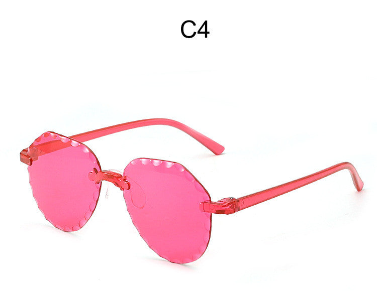 2020 children&#039;s Sunglasses transparent candy color irregular Sunglasses kids fashionable lovely decorative one-piece glasses 208