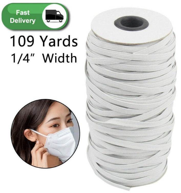 Premium High Quality 109 Yards Black Heavy Stretch Knit Elastic Band Elastic Cord Elastic Rope for Face Mask DIY Arts and Crafts FY7005