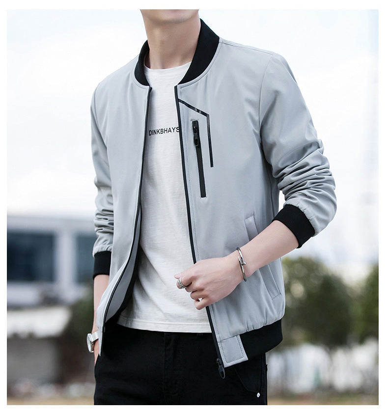 factory direct men jacket spring youth casual jackets mens slim solid color stand collar wear
