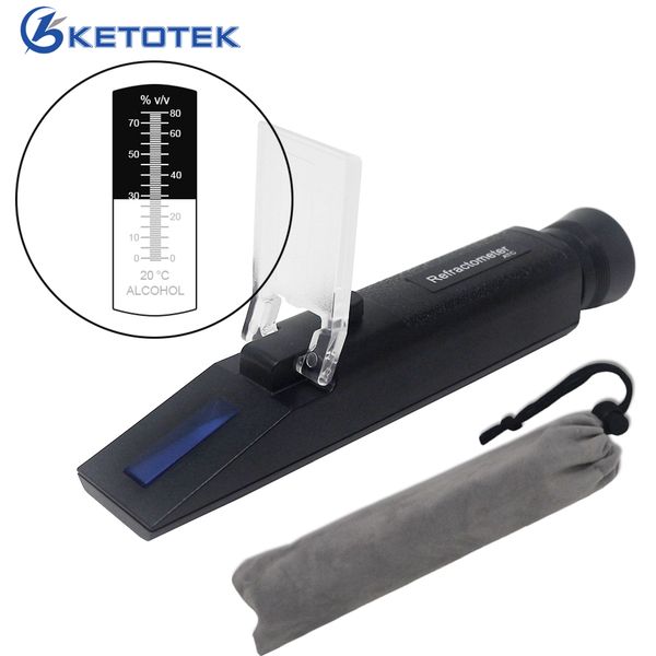 Handheld 0-80% Alcohol Refractometer Liquor Concentration Distilled Liquor Tester Meter Densimeter Alcohol ATC Refrectometer