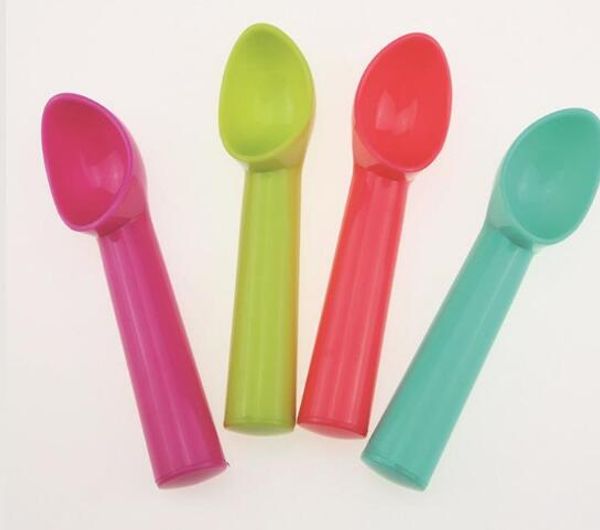 100pcs 17.5*3cm Sweet Color Ice Cream Scoop Plastic Melon Baller Thicken Cylindrical handle Dessert Spoon Kitchen Tool