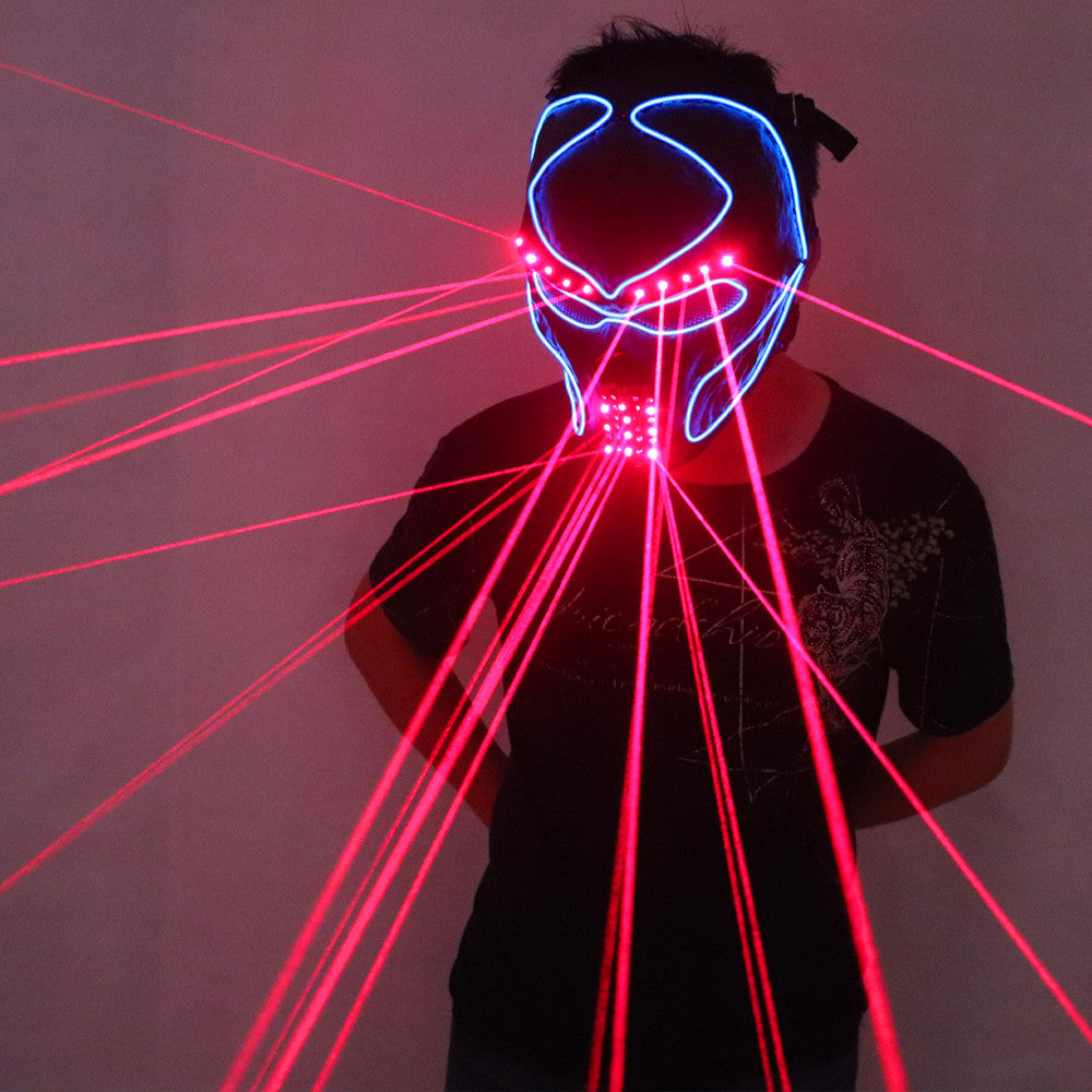 Fashion Red Laser Mask Luminous Light Up Laserman Face Mask Laser Show Halloween Masks For Laser Stage Dancer Party Supplies