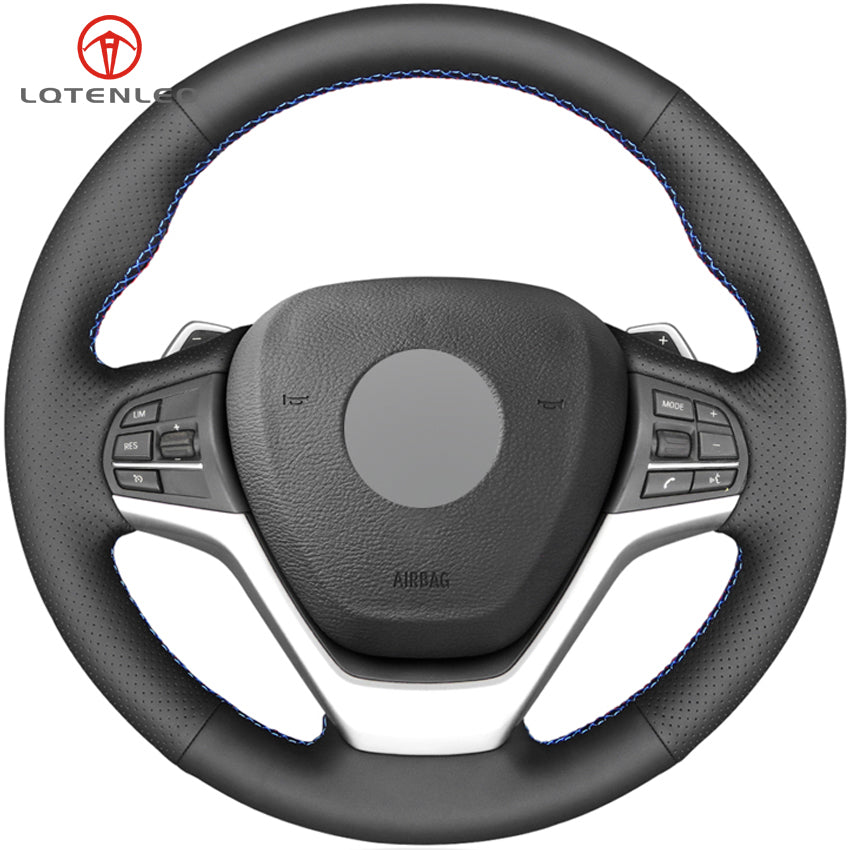Black Artificial Leather Car Steering Wheel Cover For BMW X5 F15 2014-2018 X5 M F85 2014-2018 X6 F16 X6 M F86 2015-2019