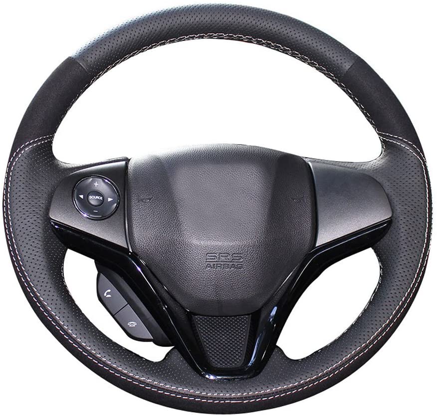 DIY Genuine Leather Steering Wheel Cover for Honda Vezel 14-18 HR-V HRV Fit Jazz 2015-2018