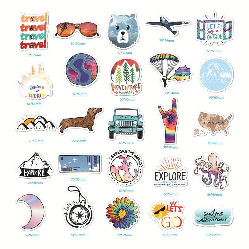 Outdoors Journey Nature Aesthetic Cartoon PVC Stickers to DIY Macbook Laptop Motorcycle Luggage Skateboard Snowboard Car