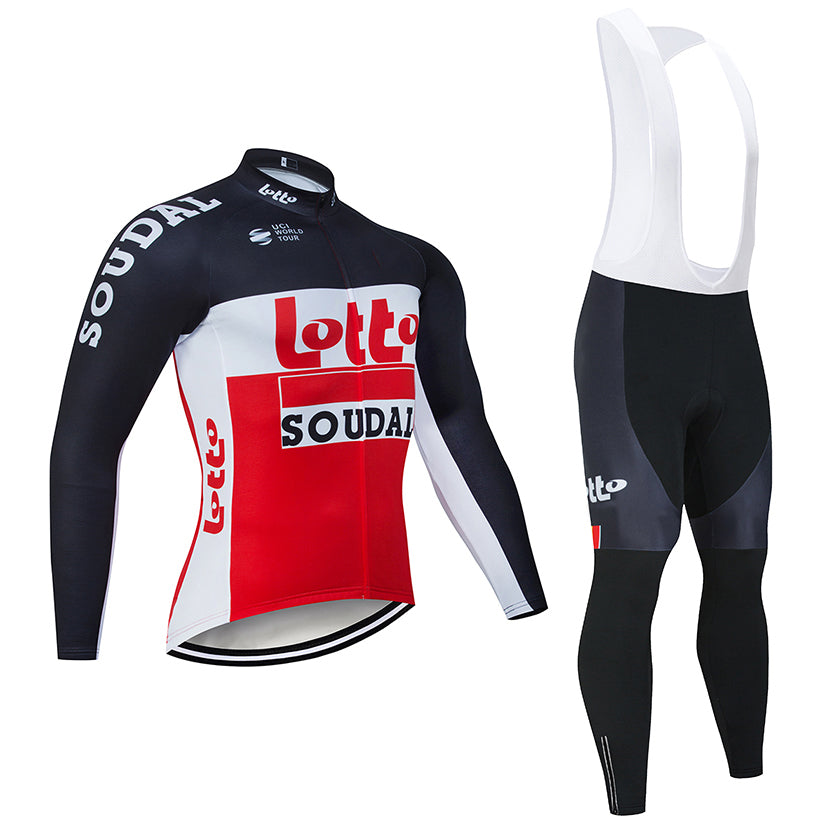 Winter Cycling jersey set 2020 Pro Team LOTTO Thermal Fleece Cycling clothing MTB bike jersey bib pants kit Ropa Ciclismo Invierno