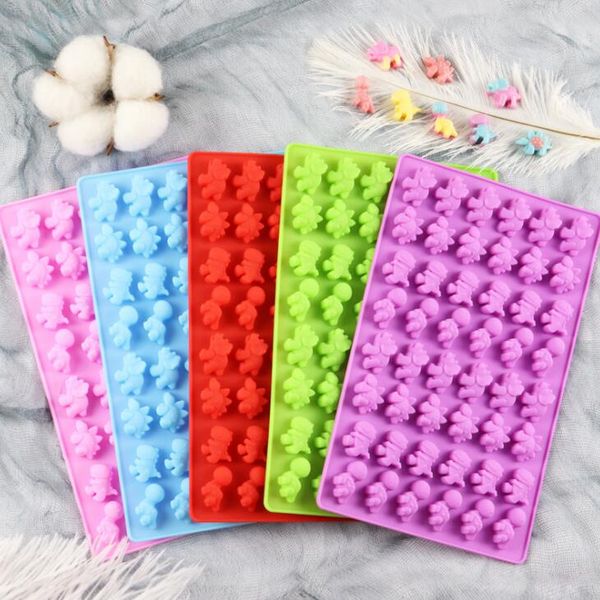 48 Cavity Cute Dinosaur Silicone Gummy Cake Molds Chocolate Mold Ice Cube Tray Candy Foudant Mould Cake Baking Decorating Tools LX2265