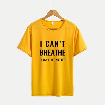 BLACK LIVES MATTER Mens Letter Print T-shirts Womens Print Summer T-shirts I CAN&#039;T BREATHE 2020 New Casual Youth Solid Color Outdoorwears