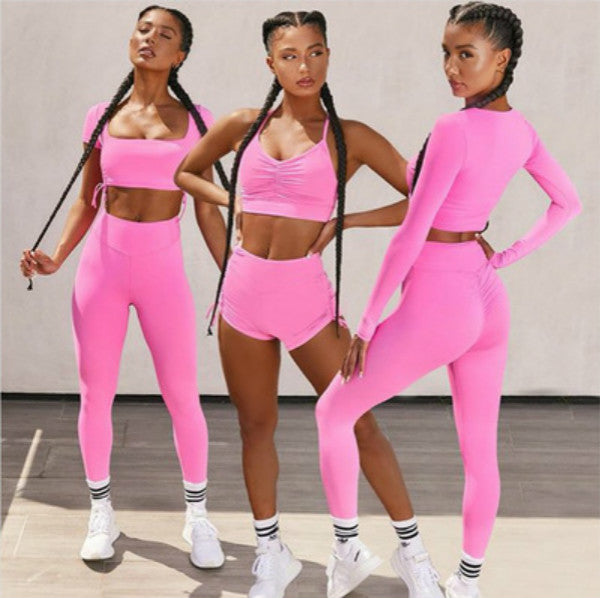 Women Summer Yoga Suits Trendy Short Sets Fashion Crop Top+Short Set Tracksuits Yogawear New Sports Vest Shortswear Two Pieces Set Suit