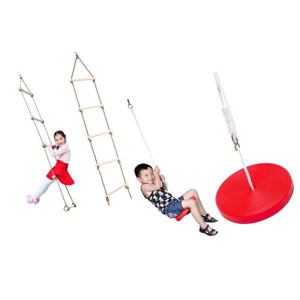 red climbing rope swing 5 rungs rope ladder for kids outdoor tree backyard playground swing baby play
