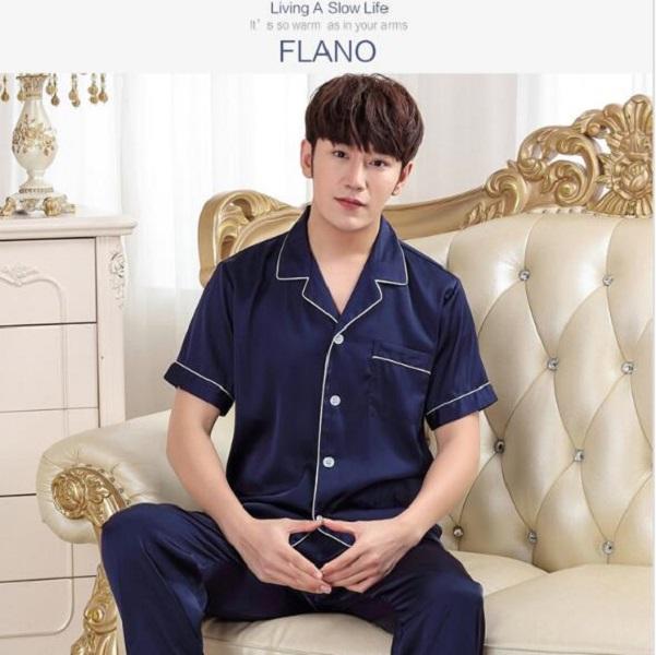 Short Sleeve Pajamas Summer Sleepwear Sets Mens Shirt Pants Suit Night Robe Male Home Wear 2PC Nightwear Sleep Bath Gown