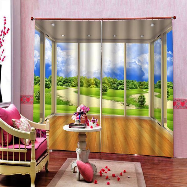 Home Decor 3D Blackout Curtain brick Wall Curtains For Living Room Bedroom landscape Kids Room Curtains Large 3D Photo Drapes