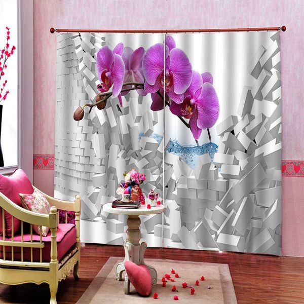 Custom 3D Curtain Window Roman Curtains For Living Room Bedroom Flower wall Printing Curtains