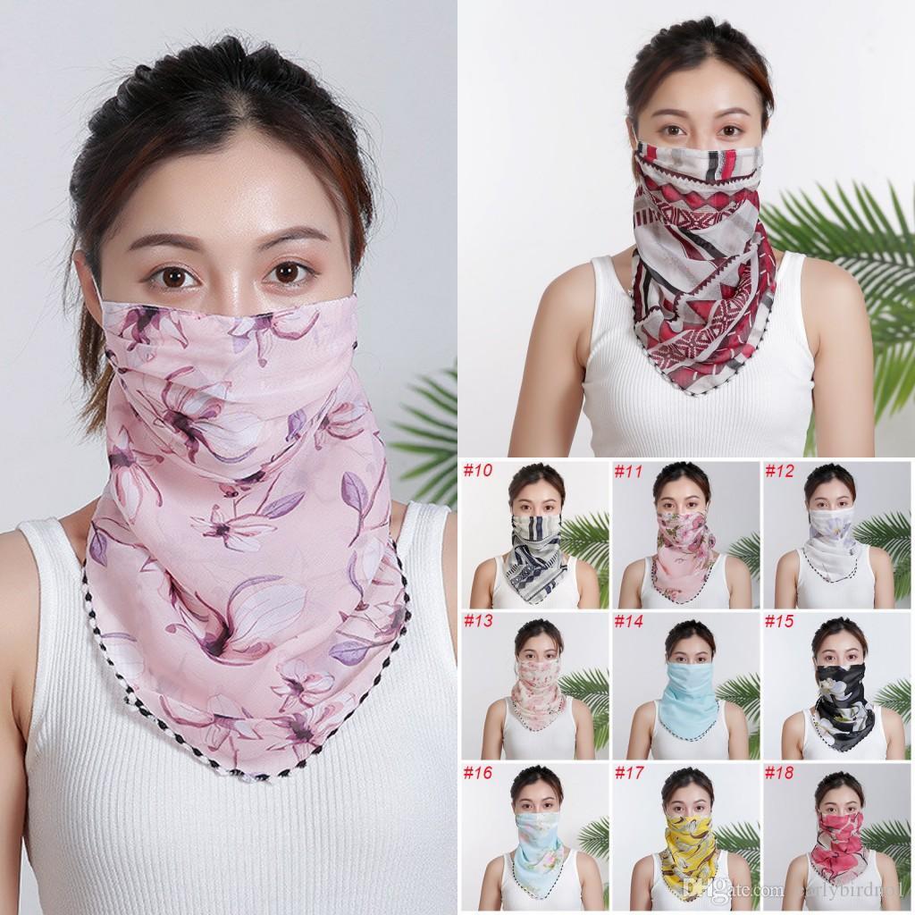 Ready To Ship Women Scarf Face Mask Summer Silk Chiffon Handkerchief Outdoor Windproof Face Dust-proof Sunshade Masks Wholesale FY6129