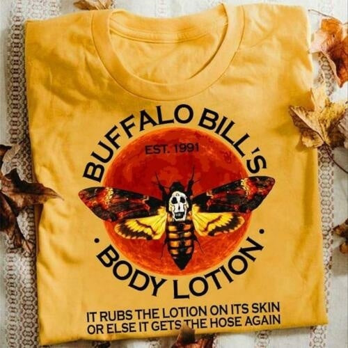 AprilGrass Brand Designer Women Fashion Funny Buffalo Bill&#039;s Body Lotion It Rubs The Lotions on Its Skin Short Sleeve Letter Printed T-shrit
