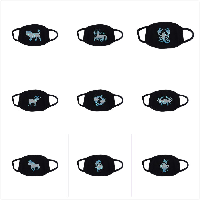 Black Print Constellation Face Mask Cotton Dust Windproof Anti Dust Reusable Washable Comfortable Breathable Protective Masks For Women Men