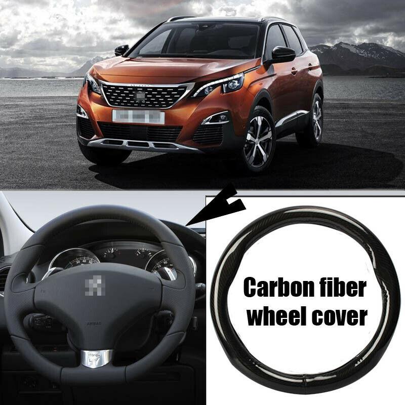 Car-styling 38cm black carbon fiber PVC leather car steering wheel cover for Peugeot 3008