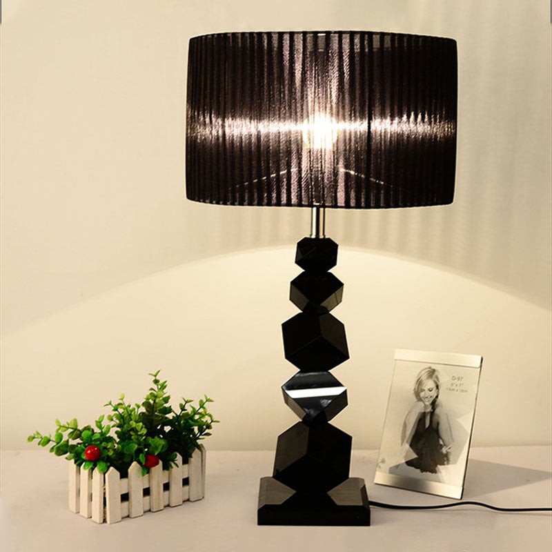 Stylish black crystal table lamps bedroom bedside desk lamp E27 220V handmade cloth lights LR007