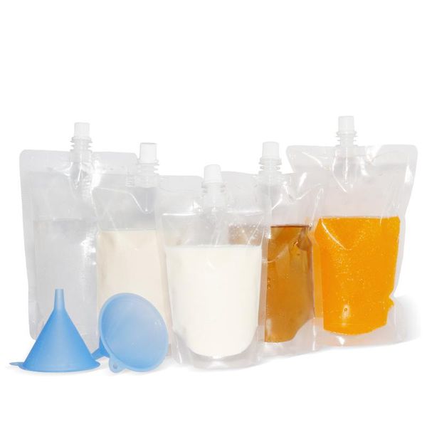 1000 Pack 200ml-250ml-300ml-500ml, Stand-up Plastic Drink Packaging Bag Spout Pouch for Beverage Liuid Juice