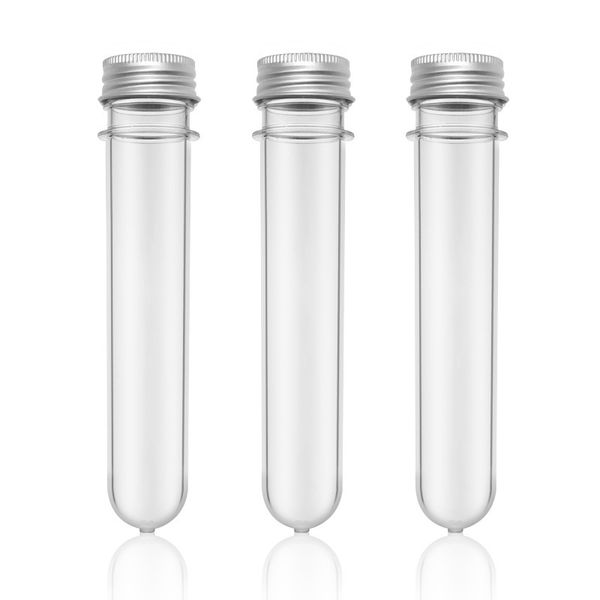 40ml transparent plastic test tube bottle with aluminum cap mask bath salt tube with pressure sensitive seal WB2021