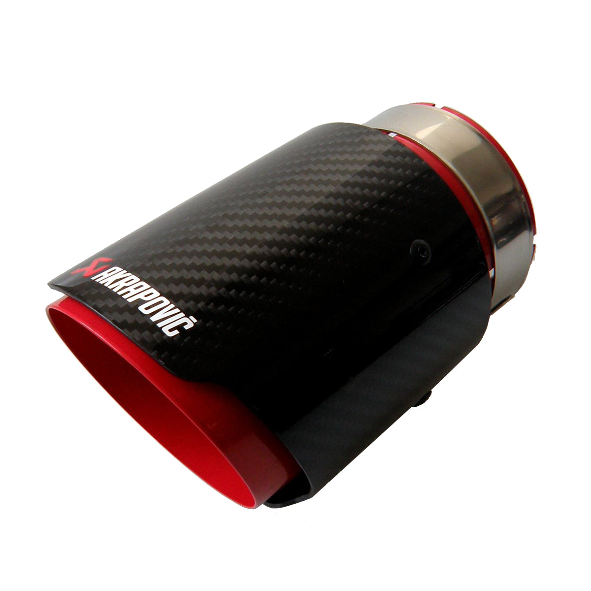 1pcs Universal Akrapovic Carbon Fiber Red Coated Car Exhaust Pipe Tailtip Carbon Fiber Muffler Tip