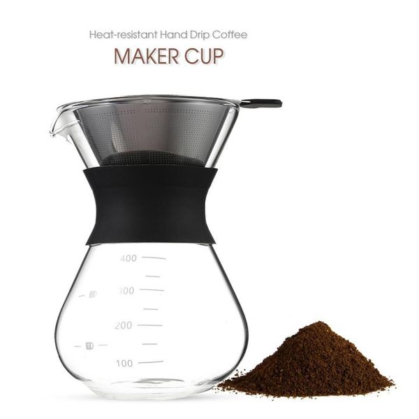 400ml Thicken Glass Coffee Pot with Handle Espresso Water Drip Coffee Maker Reusable Coffee Tea Filter Tools