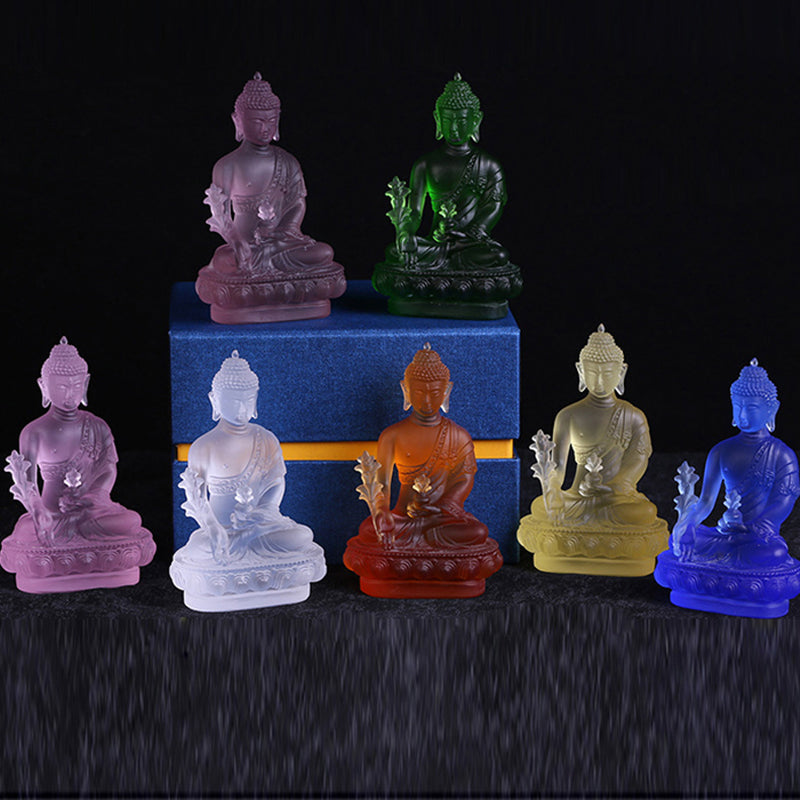 12cm 7colors Top Collection Medicine Buddha Statue of Healing Sculpture in Premium Buddha statue pharmacists lapis home office fengshui
