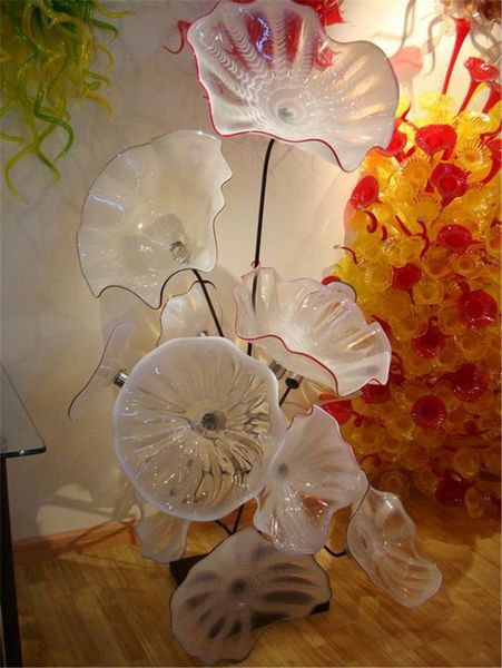 Elegant 100% Hand Blown Glass Plates Chihuly Style Murano Floor Lamp Glass Art Plate
