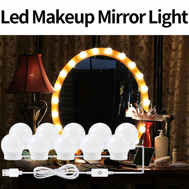 Hollywood Vanity Lights LED 12V Makeup Mirror Light Bulb Stepless Dimmable Wall Lamp 6 10 14 Bulbs Kit for Dressing Table MS010