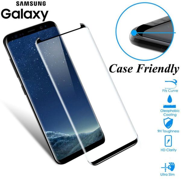 Case Friendly Fit 3D Curved Glass For Samsung Galaxy S8 S9 Plus Tempered Glass Case Friendly Screen Protector For Note 8 9 Shield