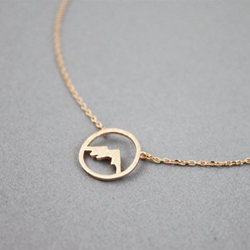 Rose Gold Range Mountain Necklace Women Simple Jewelry Bridesmaid Gift Stainless Steel Choker Circle Pendant Collare Femme 2020