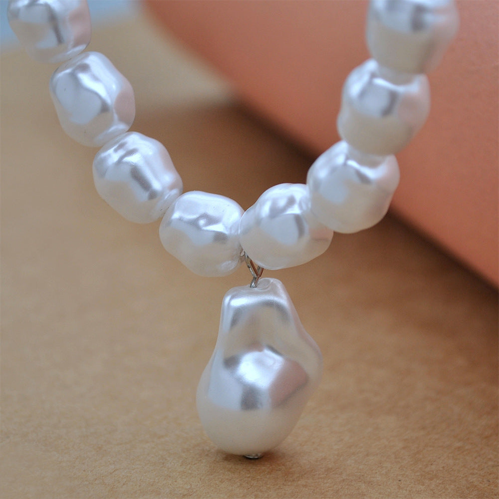 White Pearl necklace female irregular shape pendant coarse neck choker accessories